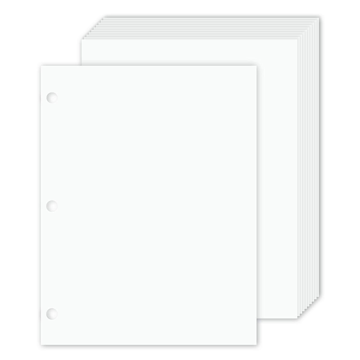 Premium 3-Hole Punched White Cardstock - 65lb (176gsm) Thick & Durable Paper | 8.5