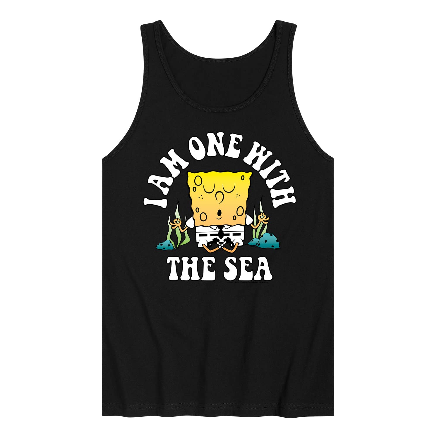 HYBRID APPAREL Spongebob Squarepants I'm One with The Sea Men's Jersey Tank Top - Lightweight Summer Muscle Tee for Beach, Gym & Casual Wear