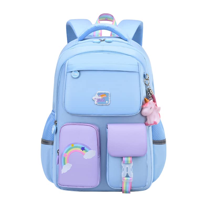 Stylish Kawaii Waterproof Nylon Backpack for Girls - Large Blue School Bag for Teens, College Students | Perfect for School, Travel & Daily Use