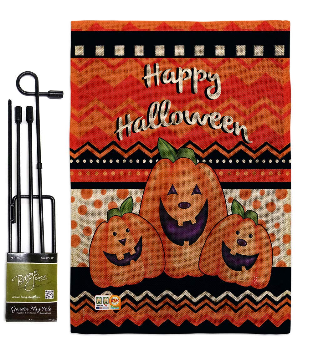Halloween Garden Flag Set - Witch, Black Cat, Pumpkin Decor for Fall Yard