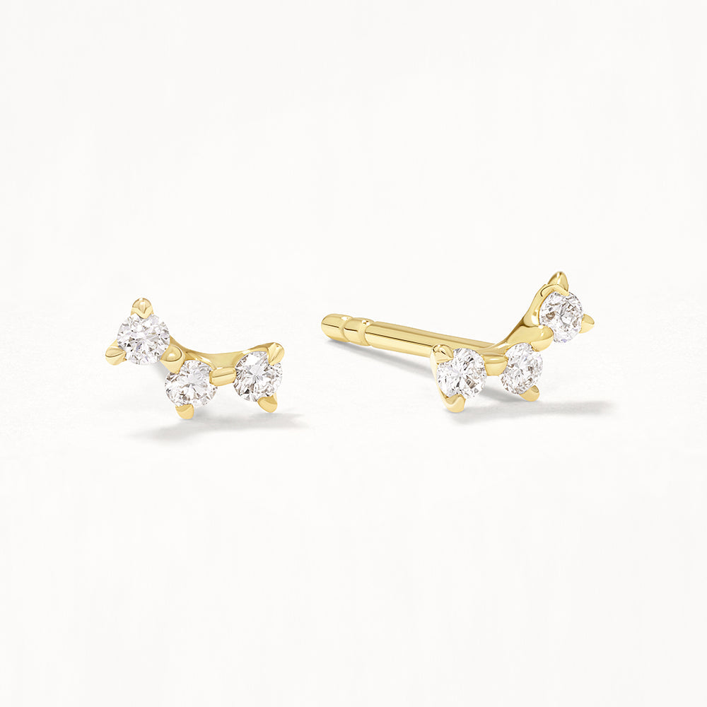 10k Gold Lab-Grown Diamond Trio Bar Stud Earrings – Perfect for Everyday Wear, Gifts & Special Occasions