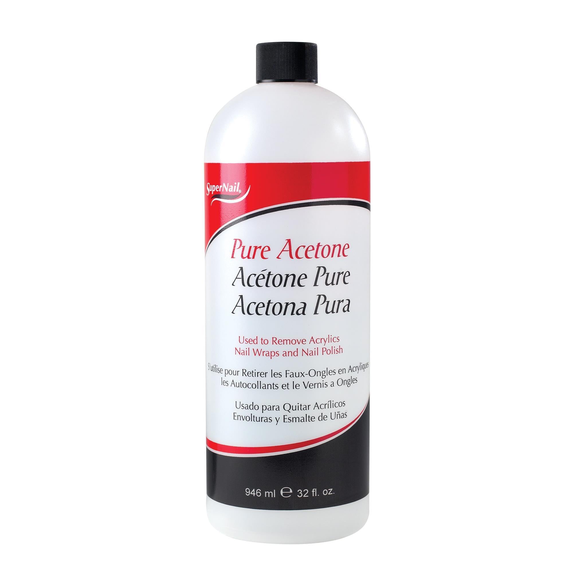 100% Pure Acetone Nail Polish Remover - 32 fl oz Bottle for Professional & At-Home Manicures, Nail Art & Acrylic Removal - Fast Acting, Non-Greasy Formula