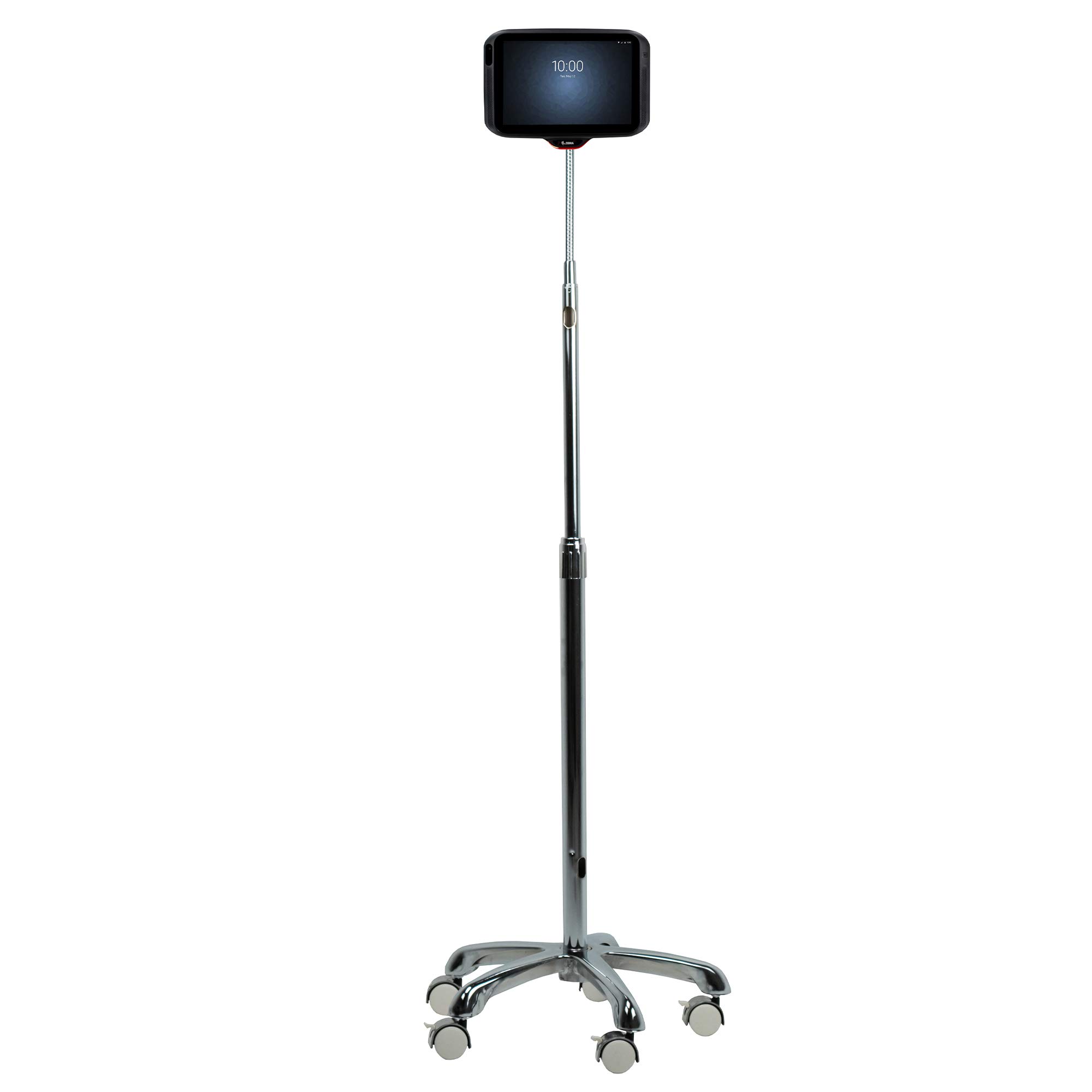 Heavy-Duty Adjustable Gooseneck Floor Stand with VESA Mount & Storage Basket - Compatible with iPad 7th/8th/9th Gen 10.2