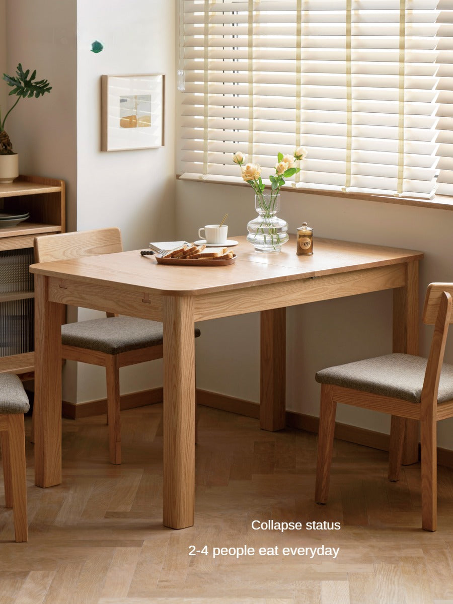 Solid Oak Wood Extendable Folding Dining Table - Expandable for Small Spaces, Perfect for Apartments & Family Gatherings