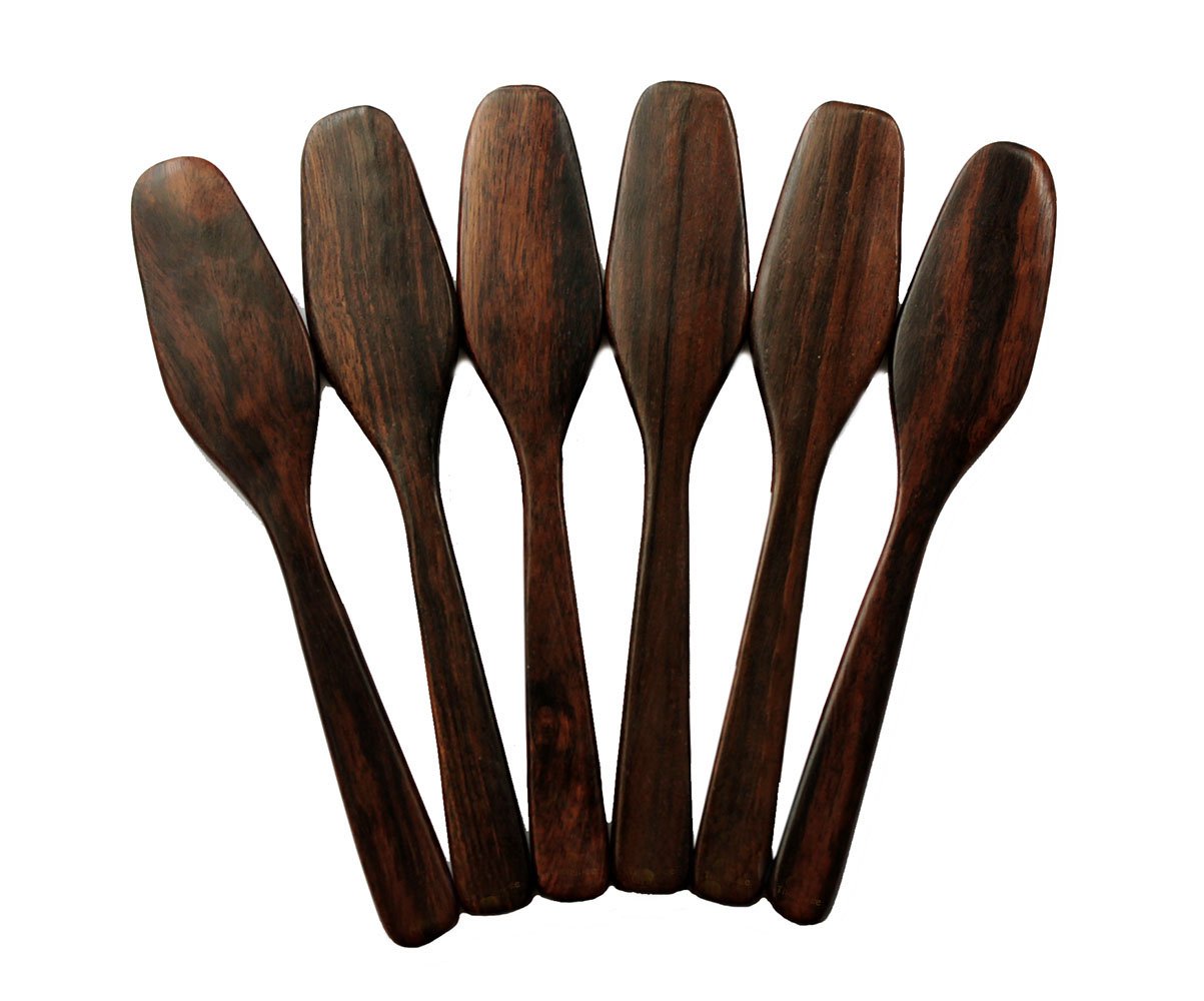 Premium 6-Piece Natural Rosewood Cheese & Butter Knife Set - Ideal for Spreading Jam, Butter, Cheese on Bread, Crackers & Charcuterie Boards - Eco-Friendly Kitchen Utensils for Gourmet Breakfast & Entertaining