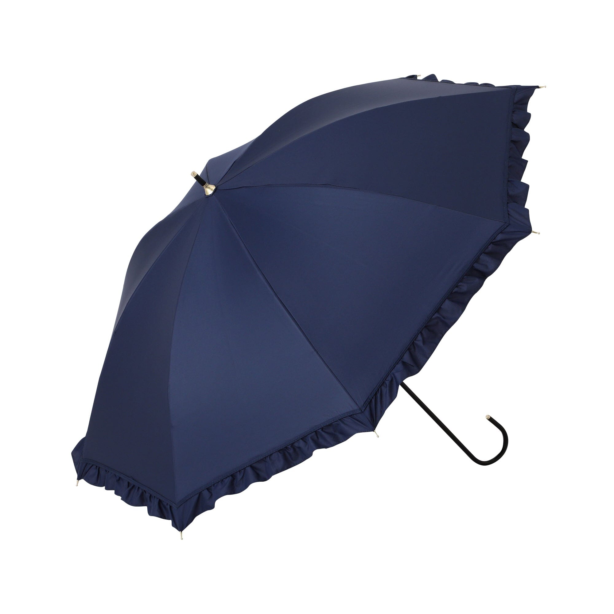Classic Frill Long Umbrella 50cm Navy Blue - Windproof Compact Folding Umbrella for Women & Men - Perfect for Rainy Days, Sunny Days & Outdoor Activities (Beach, Travel, Commuting)