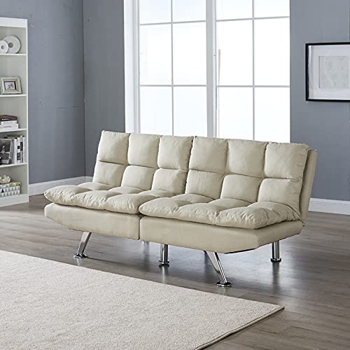 Relaxing FUTON Sofa Bed with Sturdy Metal Chrome Legs - 70