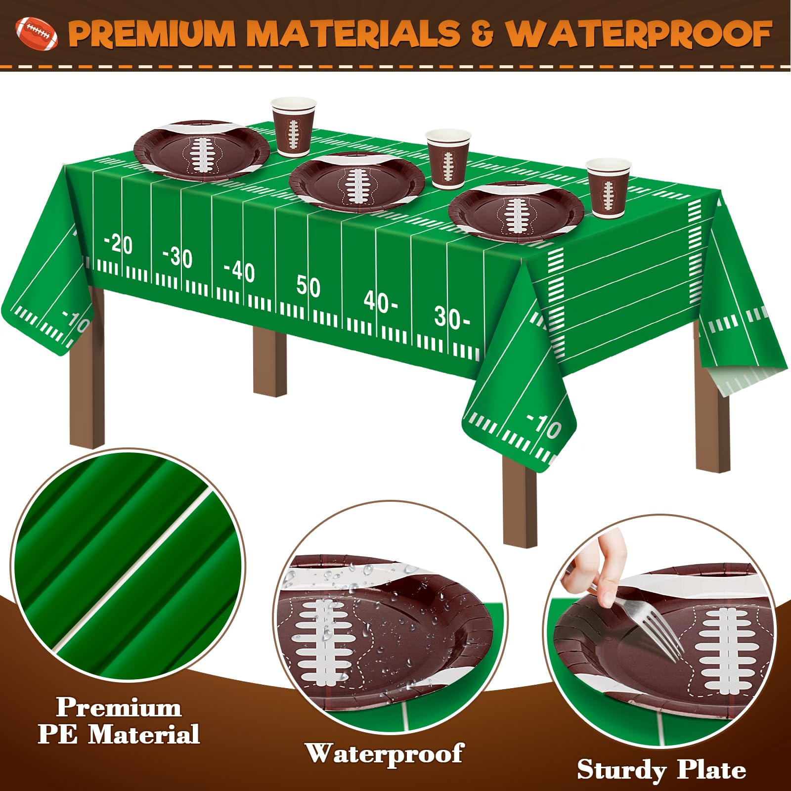 183 Pcs Super Bowl Party Decorations Kit 2025 - Football Party Supplies for 24 Guests, Includes Tablecloth, Plates, Cups & Banner - Perfect for Super Bowl Parties, Football Birthday Celebrations & Tailgating Events