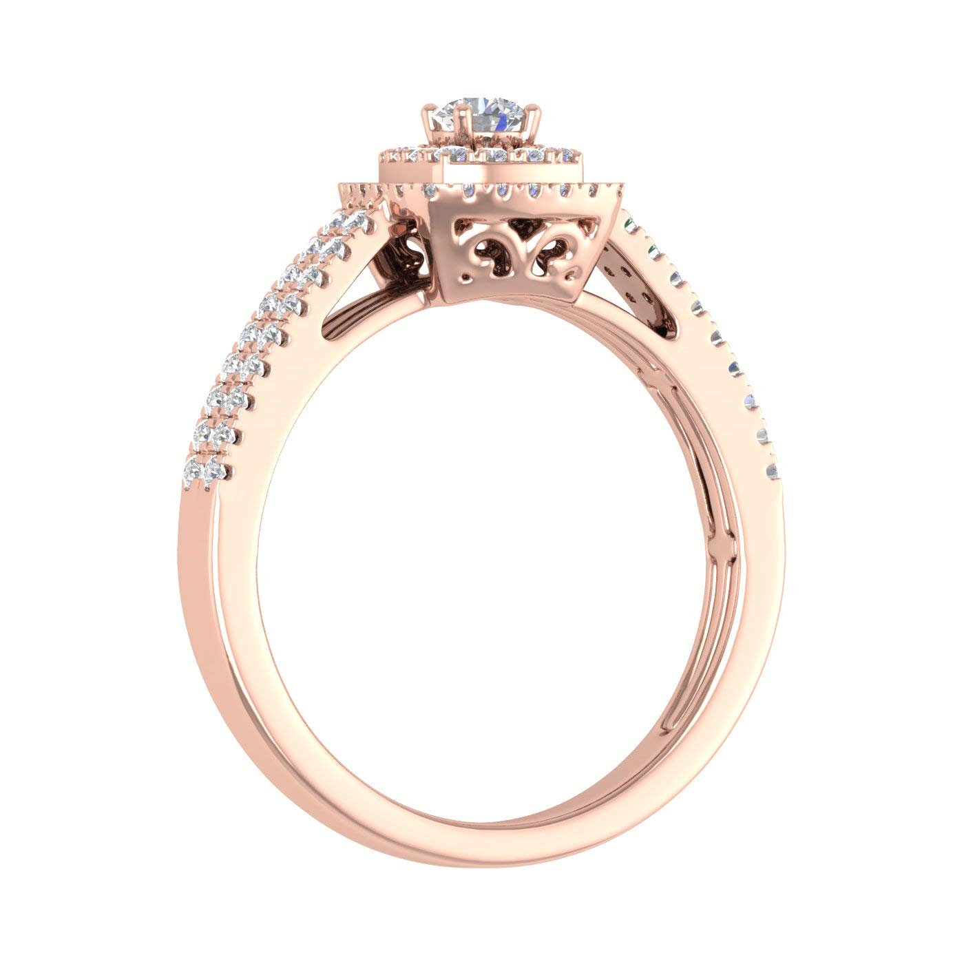 1/2 Carat Double Halo Diamond Engagement Ring in 10K Gold - Perfect for Wedding, Proposal & Anniversary Gifts