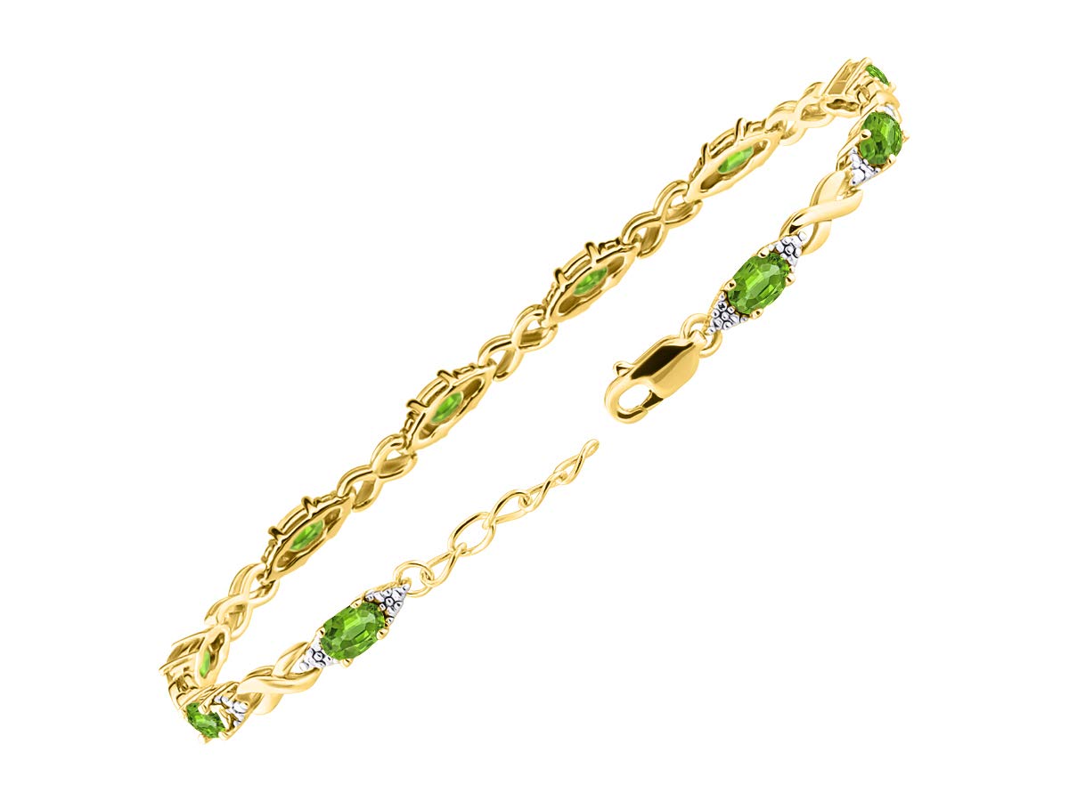RYLOS Women's Yellow Gold Plated XO Hugs & Kisses Tennis Bracelet with Genuine Diamonds & Gemstones - Adjustable 7