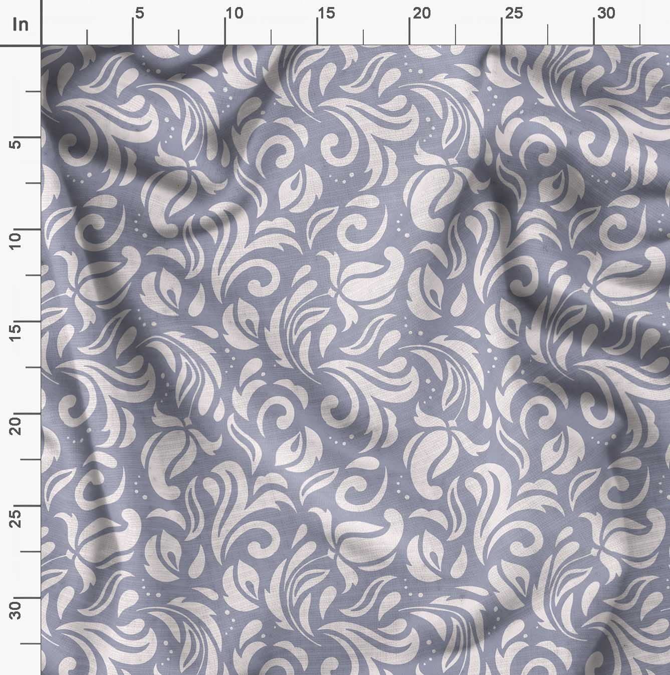 Soimoi Moss Georgette Gray Fabric by The Yard - 42 Inch Wide Filigree Damask Print Material for Dresses, Curtains & DIY Projects - Elegant Printed Fabric for Sewing & Crafting