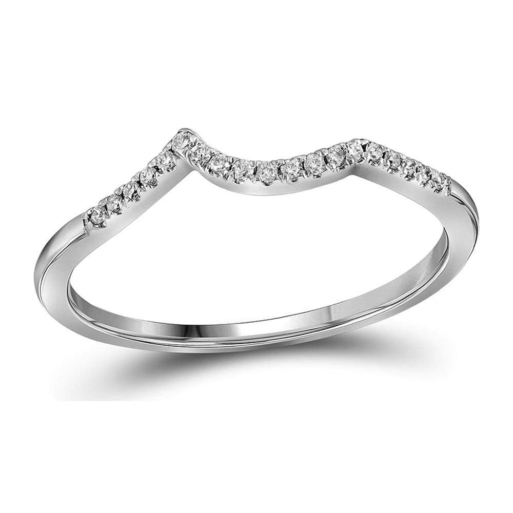 14K White Gold Women's Round Diamond Wedding Contoured Band Ring - 1/20 CTTW | Elegant Bridal Jewelry for Engagement, Anniversary & Special Occasions