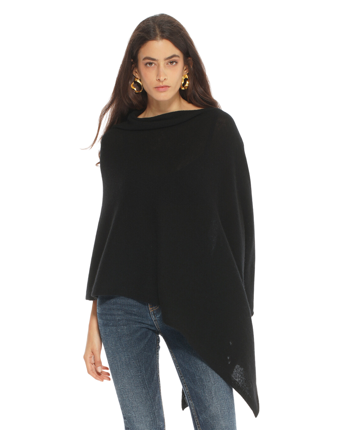 Luxury Women's Pure Cashmere Poncho - Soft & Warm Orange Wrap Shawl for Fall & Winter | Perfect for Travel, Office & Casual Outfits