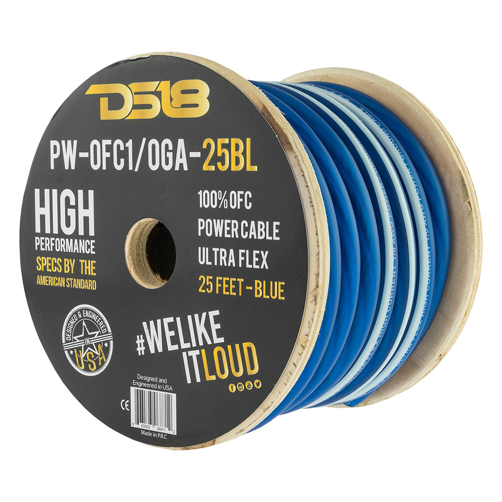 1/0 GA 100% Oxygen-Free Copper (OFC) Grounding & Power Cable - 25 Feet for Car Audio, Solar Panels, and Electrical Wiring