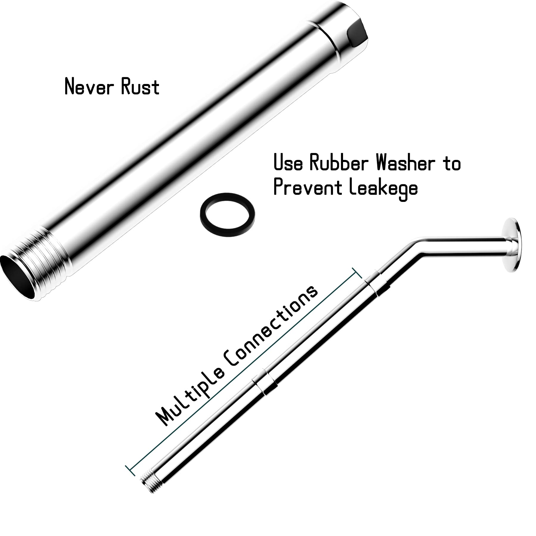 **iFealClear 6 Inch Solid Brass Shower Arm Extension - Chrome Finish - Easy Install for Lowering Existing Shower Head - Perfect for Bathroom Renovation & Accessibility Needs**