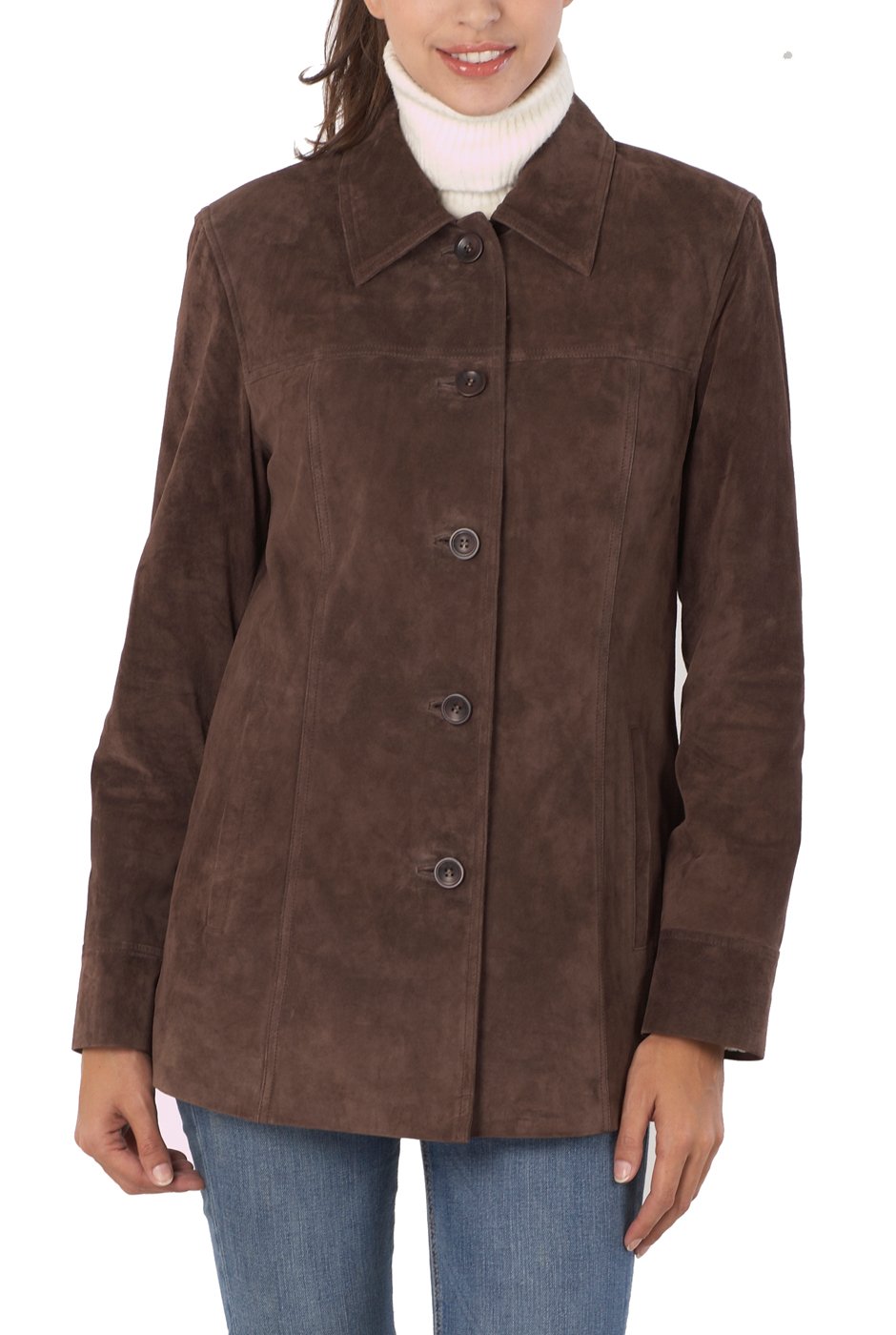 BGSD Women's Anna Suede Leather Car Coat - Classic Winter Jacket for Women (Plus Size & Petite Available) | Perfect for Office, Travel & Everyday Wear