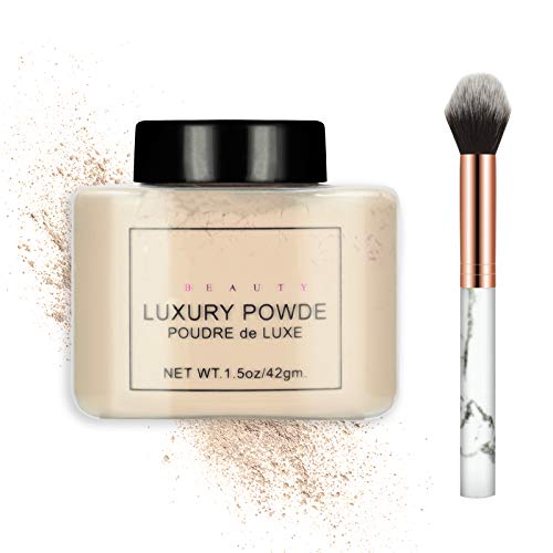 Ownest Loose Face Powder Set - Long-Lasting Silky Smooth Setting Powder for Shine-Free Makeup with Brush (Light Brown) | Perfect for Daily Wear, Special Occasions & Touch-Ups