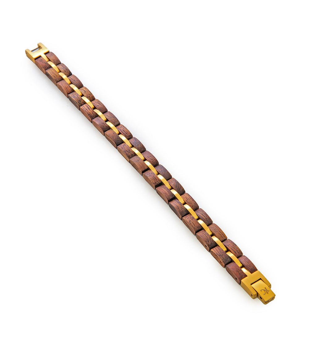 Handmade Koa Wood Bracelet - Narrow Gold Plated Hawaiian Jewelry for Men & Women | Perfect for Beach Weddings, Anniversary Gifts & Boho Fashion