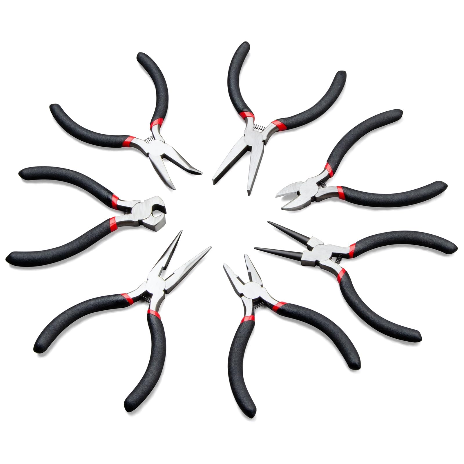 NOEAIKE 7-Piece Jewelry Pliers Set - Wire Cutters, Needle Nose, Bent Nose, Long Nose, Round Nose, Diagonal & Linesman Pliers for Jewelry Making, Beading, Crafting & Bracelet DIY - Perfect for Jewelers, Hobbyists & DIY Enthusiasts