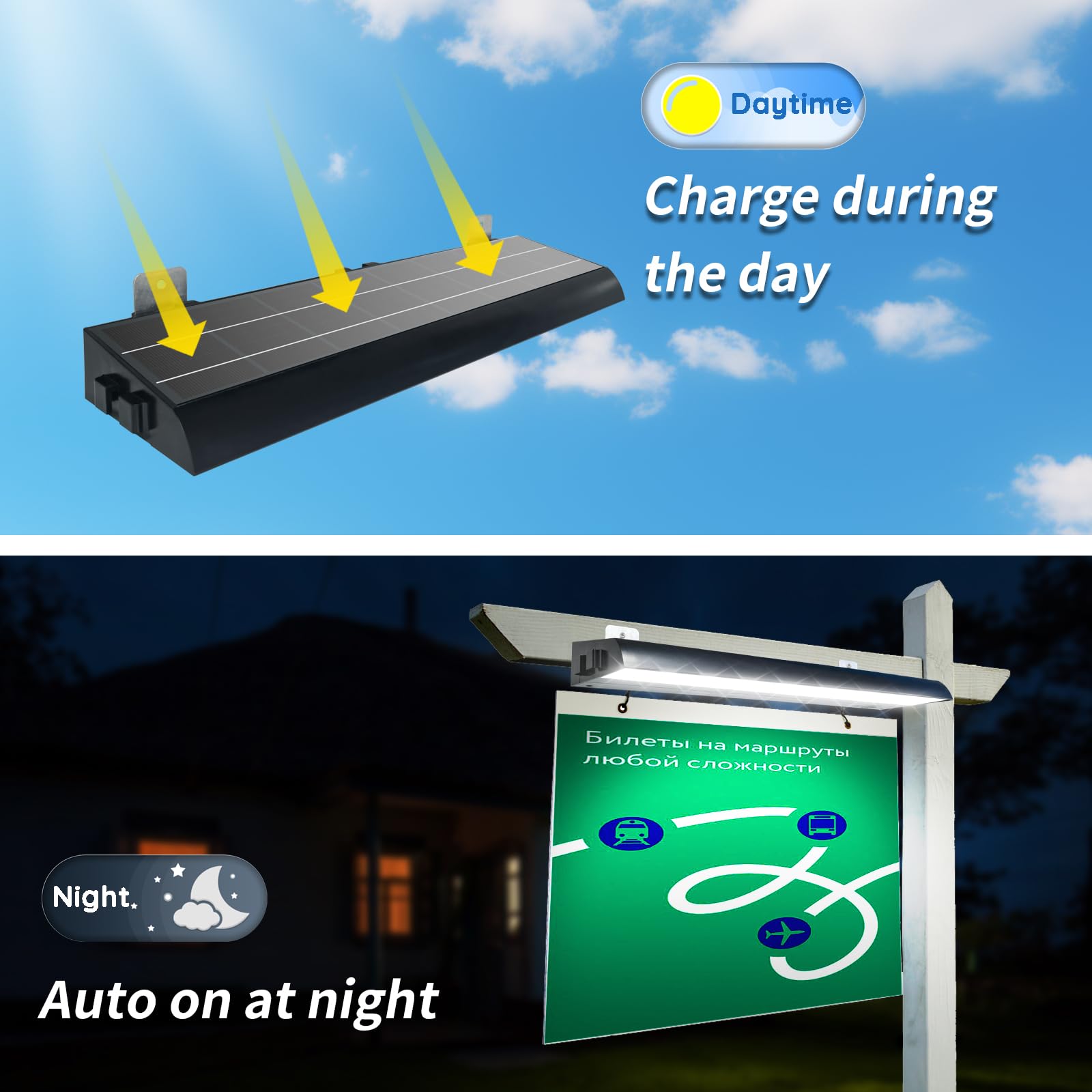 Etzeaxus 232 LED Solar Sign Light - 1200 Lumen Outdoor Billboard Lighting with 8000mAh Battery for Business, Real Estate, Shops & Commercial Signs | Weatherproof Solar-Powered Signage for Bus Stops, HOA, Highway Signs & Storefronts