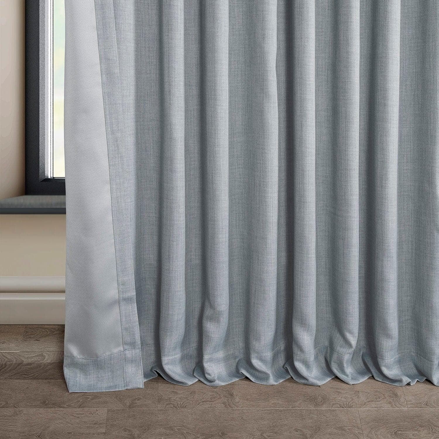 Heather Grey Extra Wide Textured Faux Linen Blackout Curtains for Bedroom & Living Room - Noise Reducing & Thermal Insulated Window Drapes