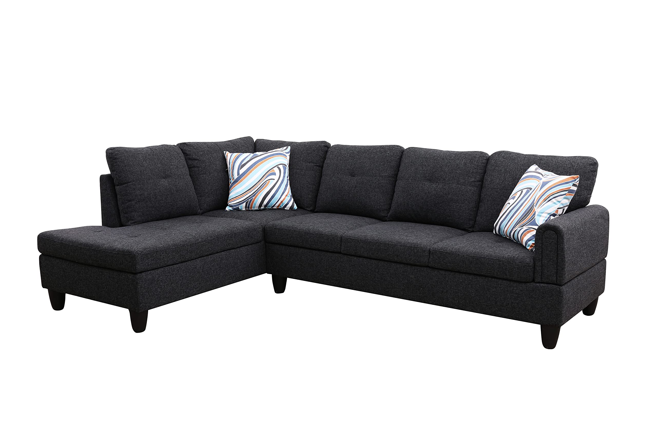 Modern L-Shaped Sectional Sofa with Ottoman - Soft Microfiber Fabric, Comfortable Living Room Couch for Small Spaces, Bedroom Furniture - Perfect for Family Movie Nights & Apartment Lounging