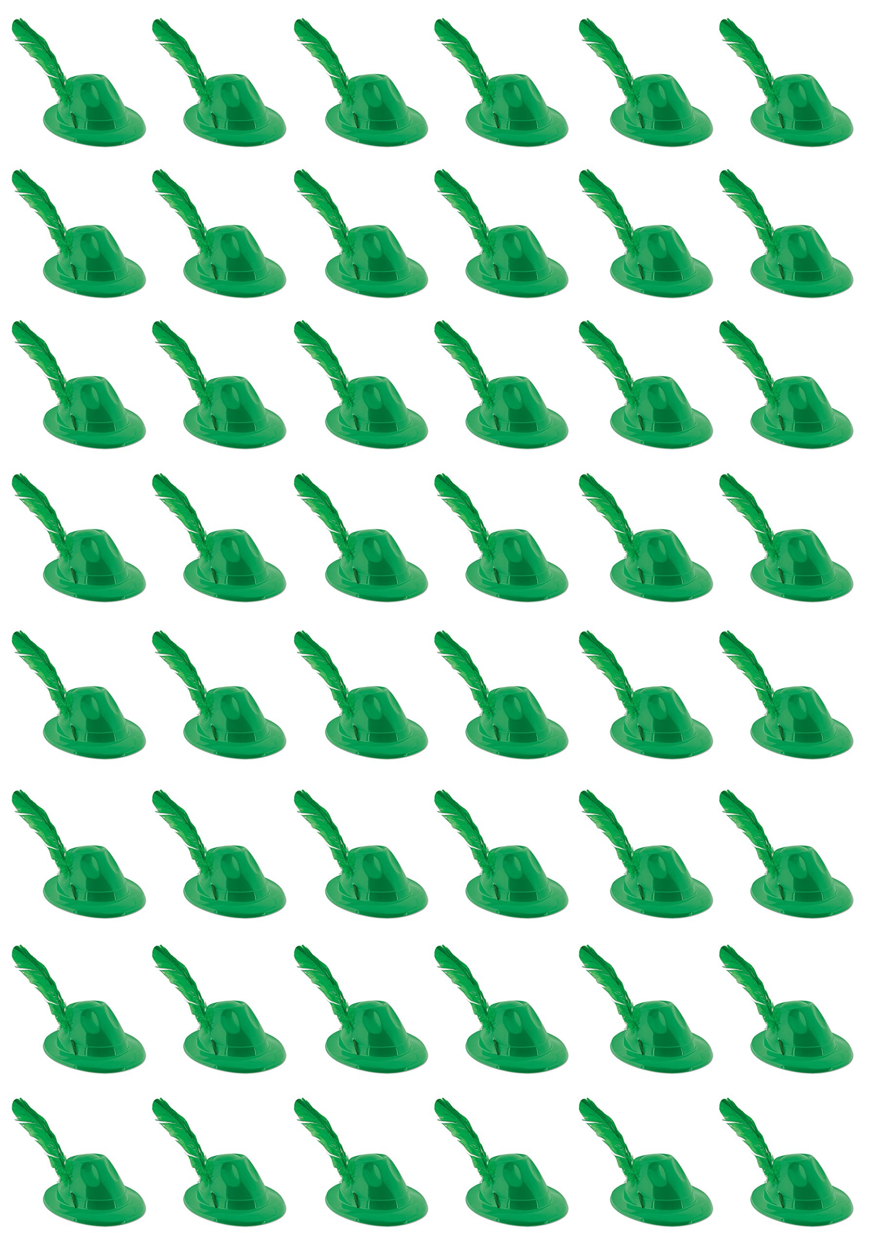 Beistle 66069-G Plastic Alpine Christmas Tree with Feather Decorations - 48 Piece Set in Green - Perfect for Holiday Parties, Home Decor & Festive Celebrations