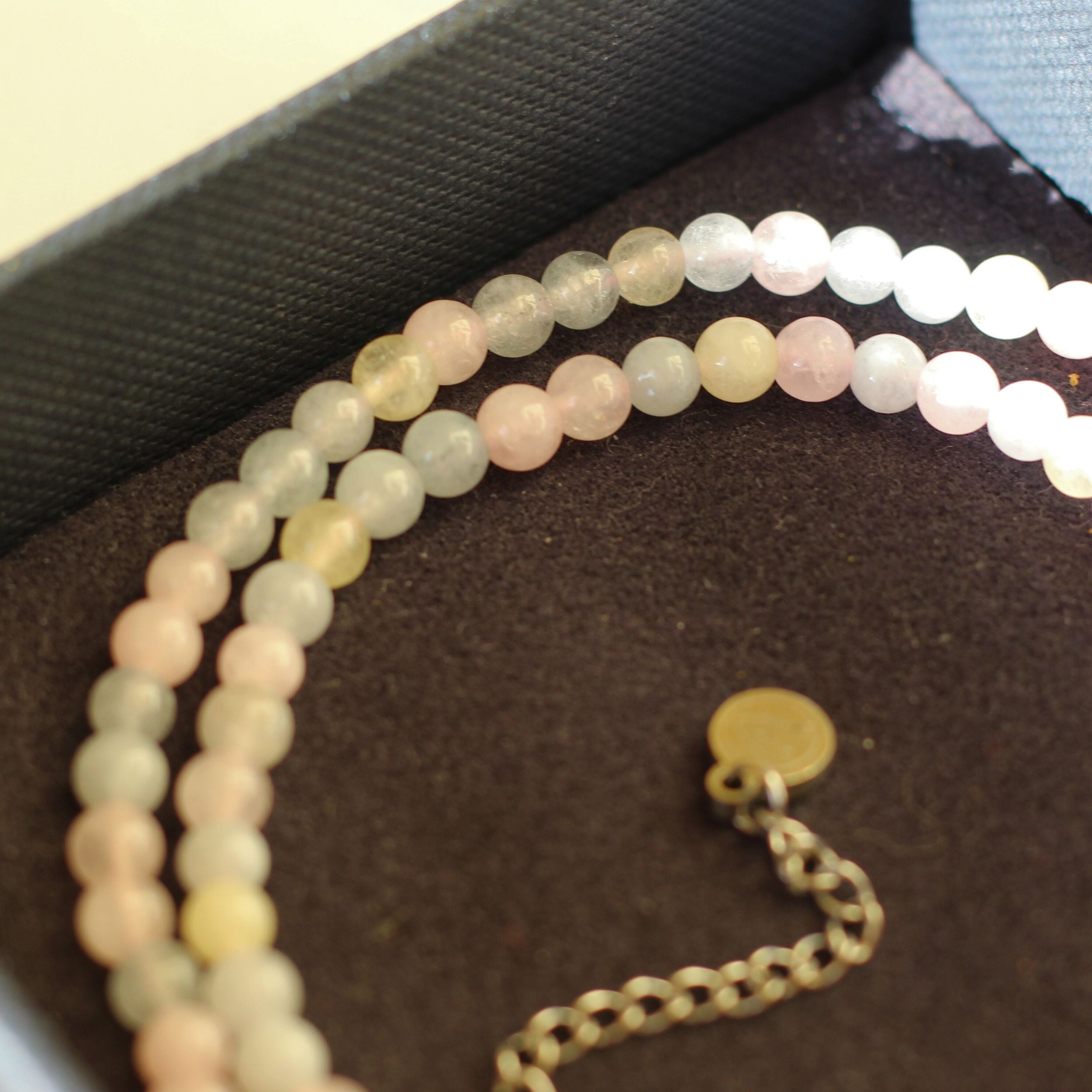 Morganite Beaded Necklace Mini - Dainty Pink Gemstone Jewelry for Women | Perfect for Weddings, Date Nights & Everyday Elegance