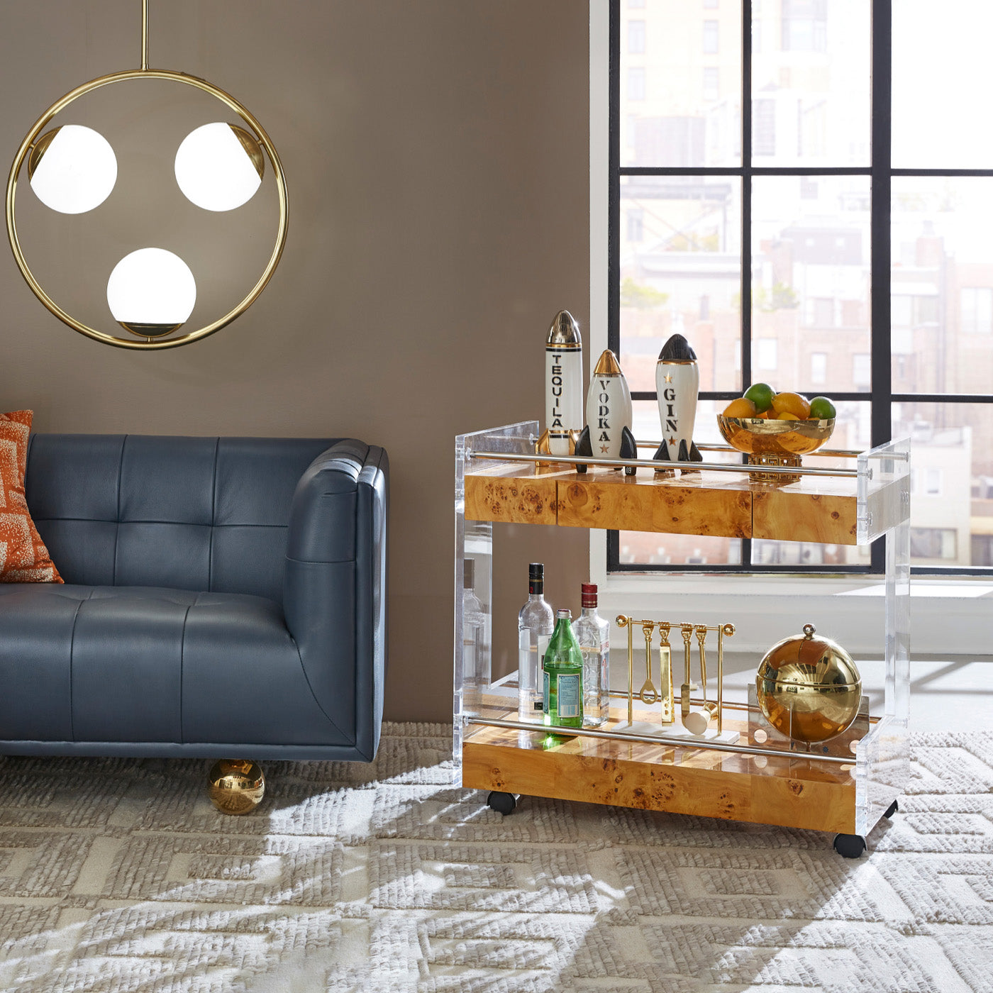 Premium Bond Bar Cart - Stylish Rolling Bar Cart for Home & Outdoor Entertaining | Perfect for Cocktails, Parties & Small Spaces