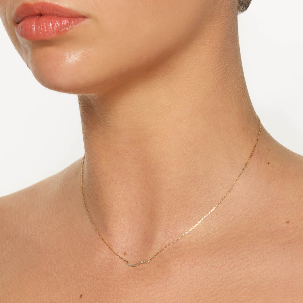 10k Gold Diamond Wave Necklace - Elegant Fine Jewelry for Women, Perfect for Weddings, Anniversaries & Special Occasions