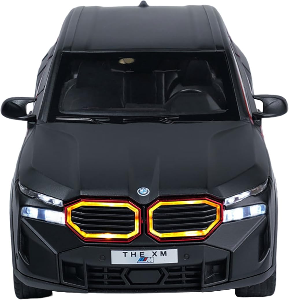 1:24 Scale Die-Cast BMW Metal Car Model with 6 Opening Doors, Pull Back Action, LED Lights & Music - Black - Collectible Toy Car for Kids & Adults | Perfect for Display, Gifts & Playtime