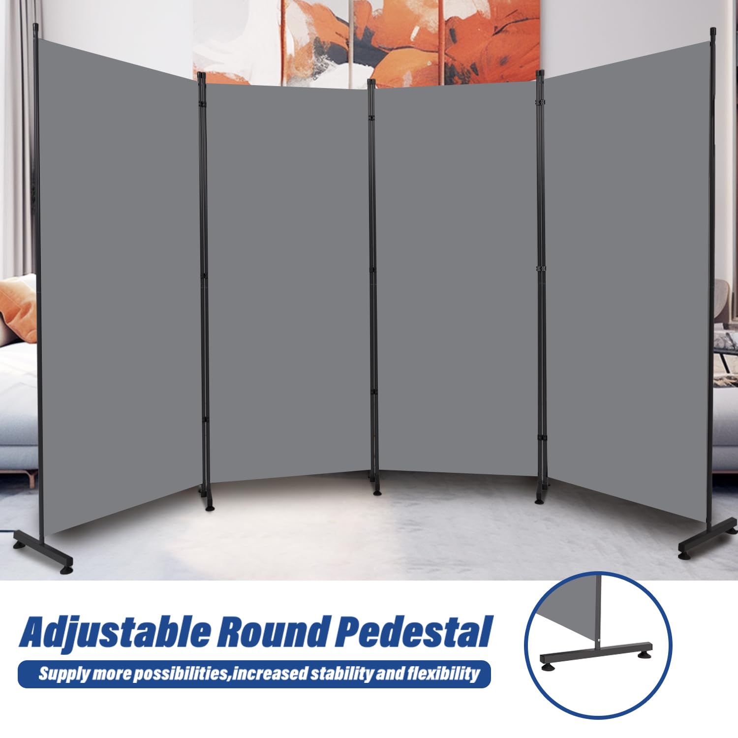 6ft Room Divider - 4 Panel Folding Privacy Screen with Fabric Panels | Portable Partition for Bedroom, Office & Living Room | Freestanding Room Separation Solution for Home Decor & Space Organization
