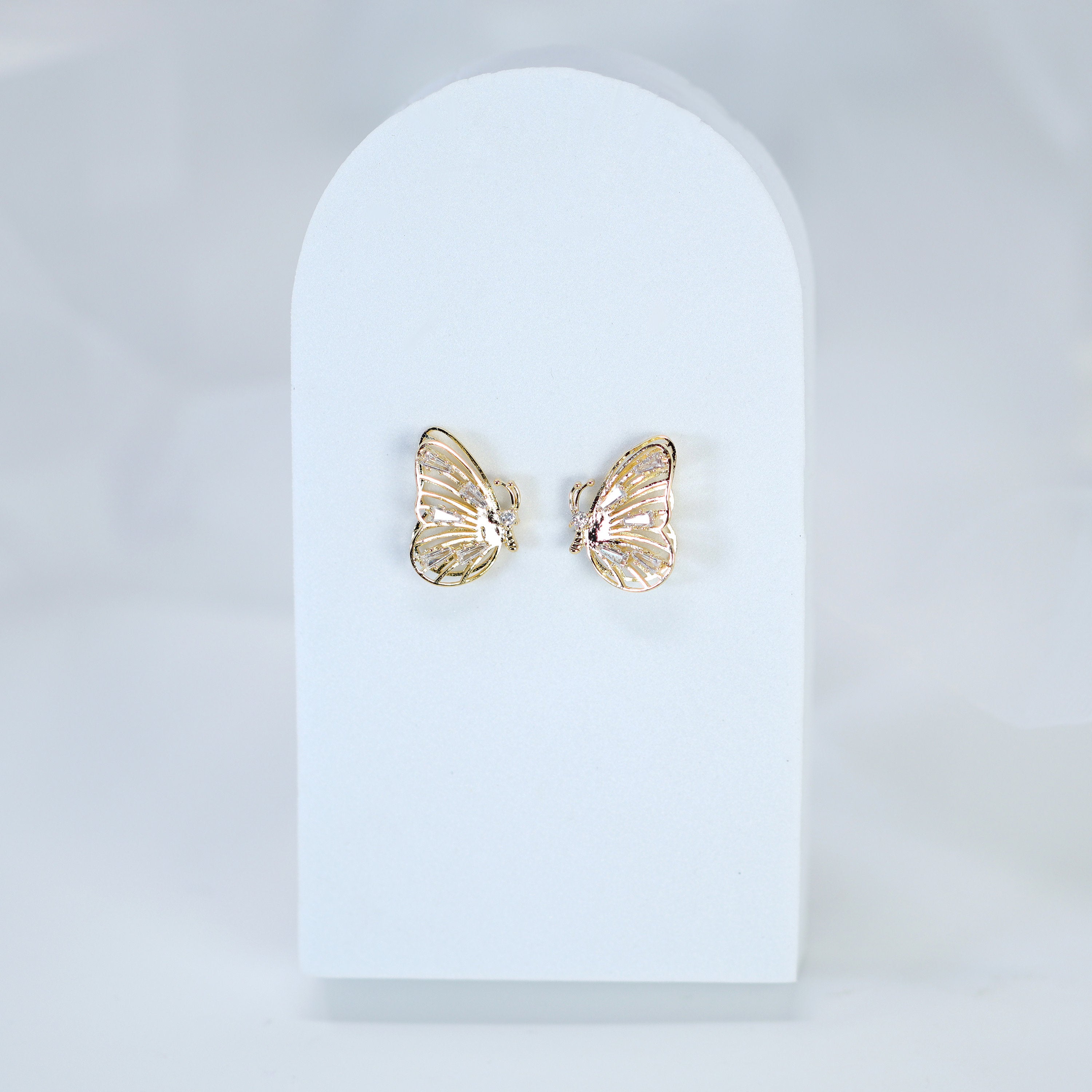 Swarovski Crystal 3D Gold Butterfly Stud Earrings - Elegant Dainty Studs for Women, Perfect for Parties, Weddings & Everyday Wear