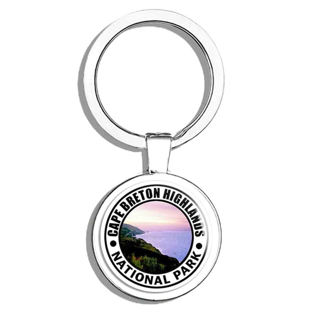 Double Sided Stainless Steel Keychain with Round Cape Breton Highlands National Park Design - Nova Scotia Souvenir Key Ring for Car Keys, House Keys & Key Finder (Perfect for Travelers & Outdoor Enthusiasts)