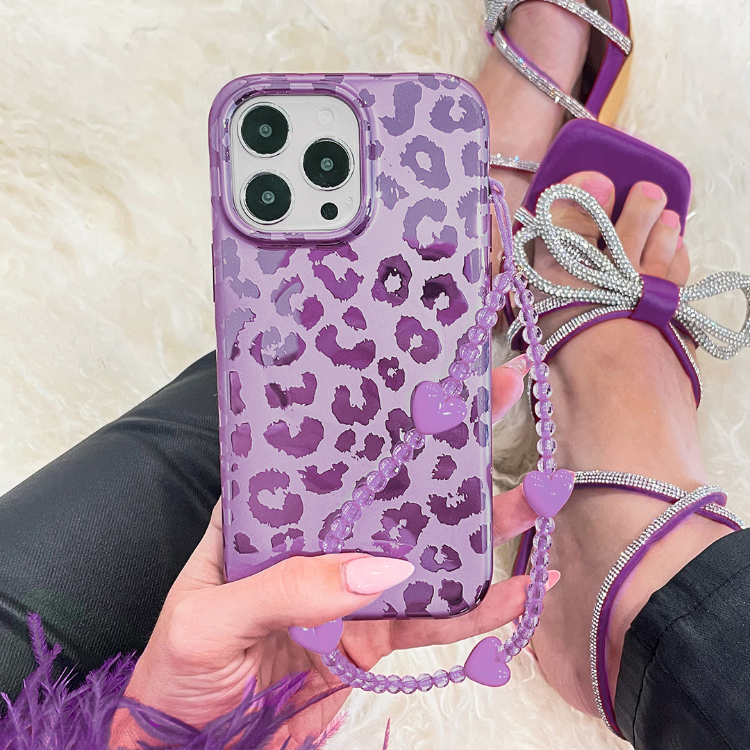 Amethyst Leopard Print iPhone Case - Stylish Protective Cover for iPhone 13/14/15 Pro Max - Trendy Fashion Accessory for Women & Girls - Perfect for Everyday Use, Work & Travel