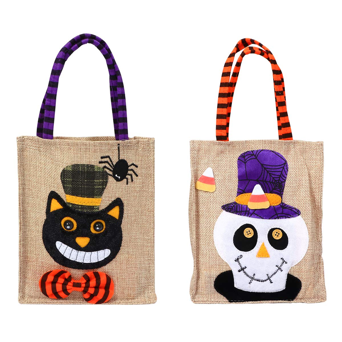 2pcs Cute Halloween Candy Bags - Reusable Tote Gift Pouches for Kids Party Favors, Trick or Treat, Classroom Treats & Holiday Decorations