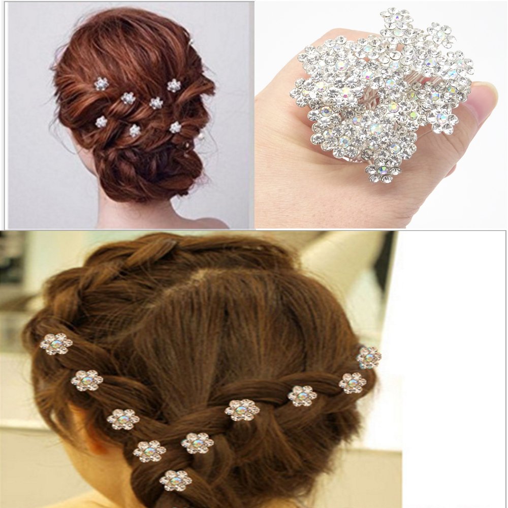 40 Pack Wedding Bridal Hair Pins - Crystal Rhinestone Hair Clips for Women, Bridesmaids, Prom & Special Occasions - Elegant Hair Accessories for Weddings, Parties and Formal Events