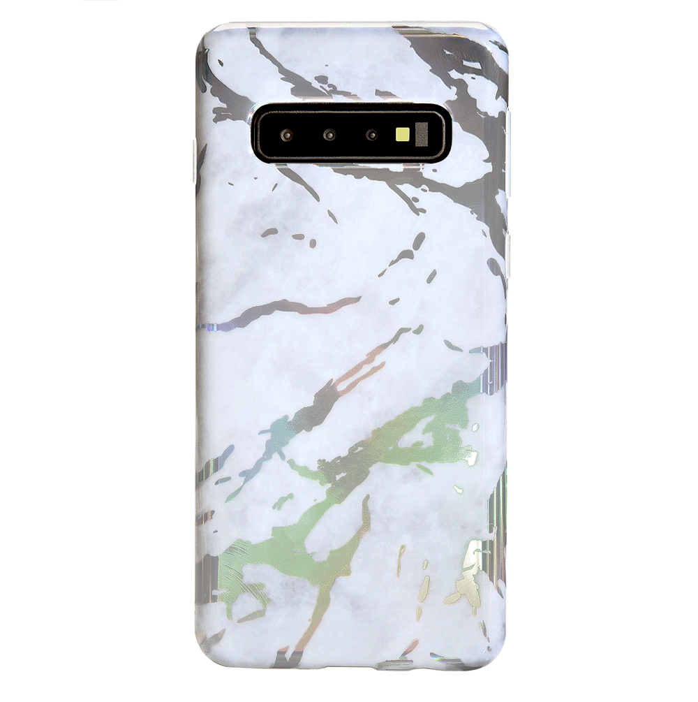 Holo White Marble Phone Case for Samsung Galaxy S21/S20/Note 20 - Premium Protective Cover with Glitter Design - Perfect for Everyday Use, Work & Travel