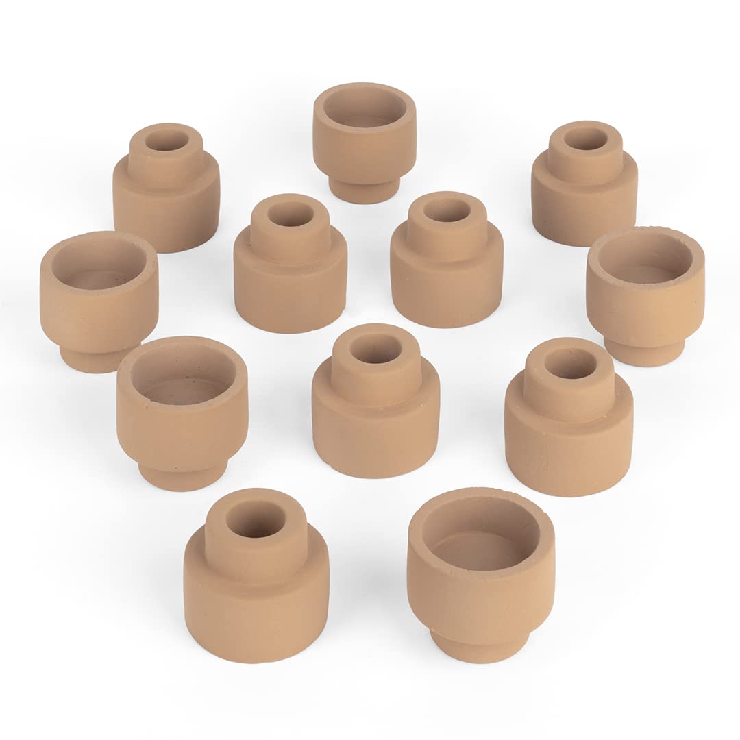 Koyal Wholesale Matte Terracotta Ceramic Reversible Candle Holders - Set of 12 Tall & Large Candle Vases for Wedding Centerpieces, Table Decor, and Home Decoration
