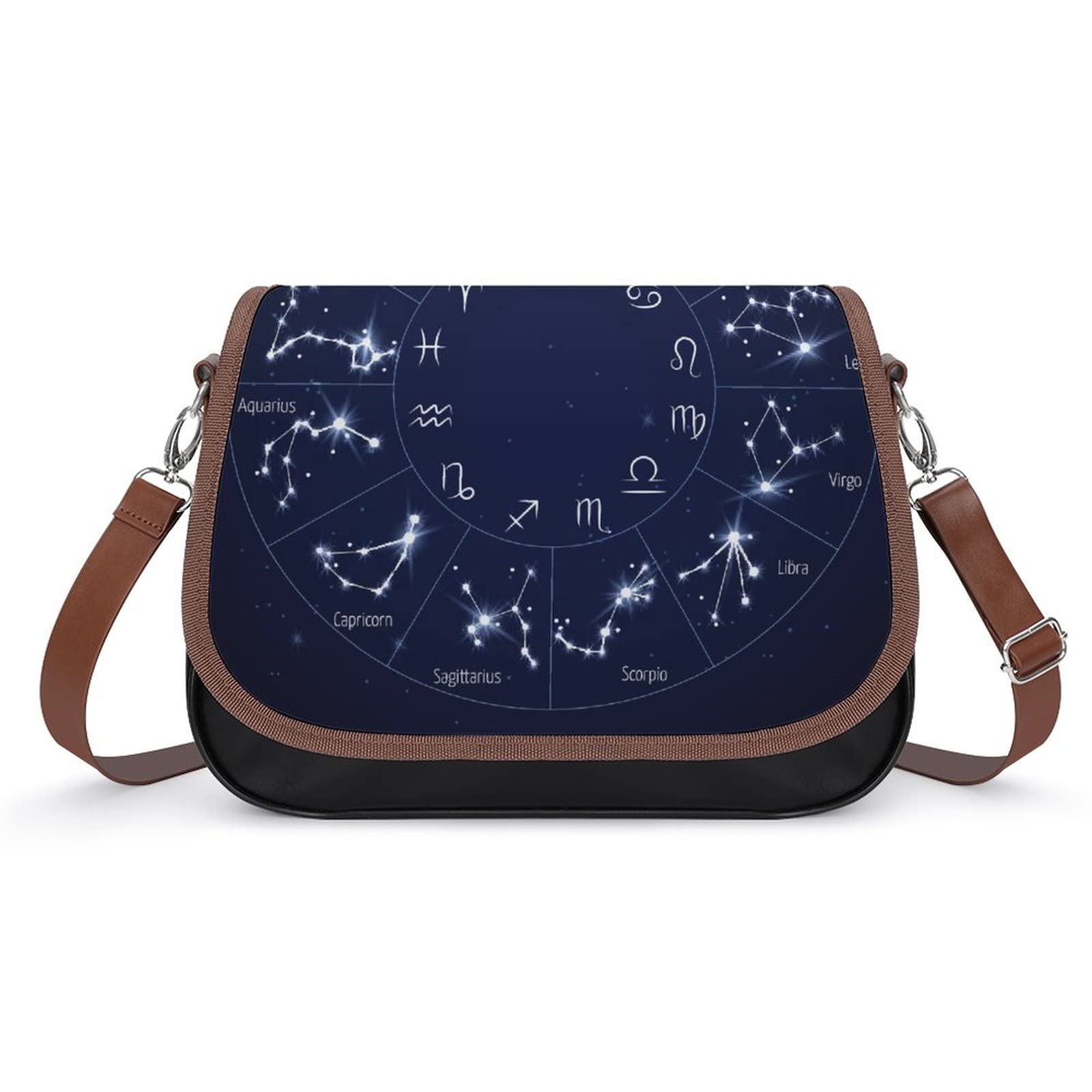 Stylish Leather Crossbody Bags for Women - Designer Shoulder Messenger Purse with Printed Flap - 12 Galaxy Pattern Collection - Perfect for Work, Travel & Everyday Use