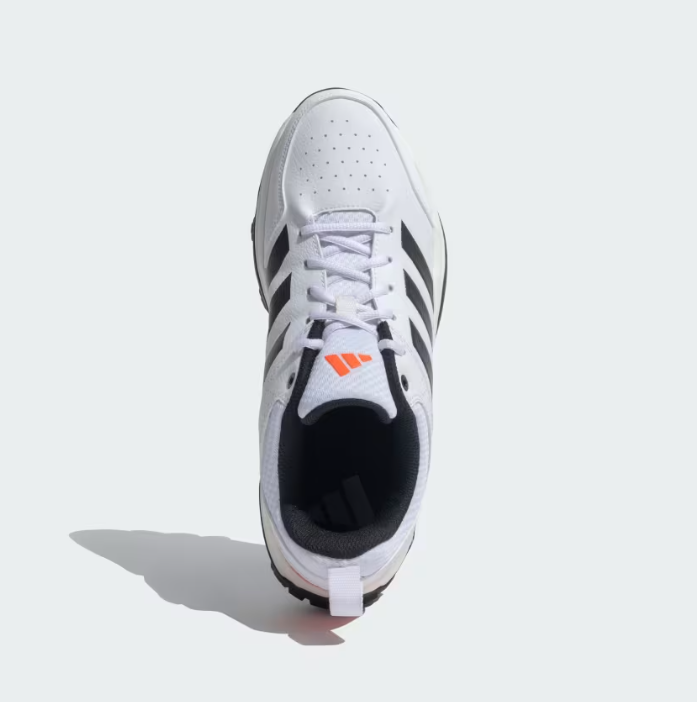 Adidas Crinu 24 M Cricket Shoes for Men - Cloud White/Core Black/Solar Red/Off White - Lightweight Performance Footwear for Cricket Matches & Training