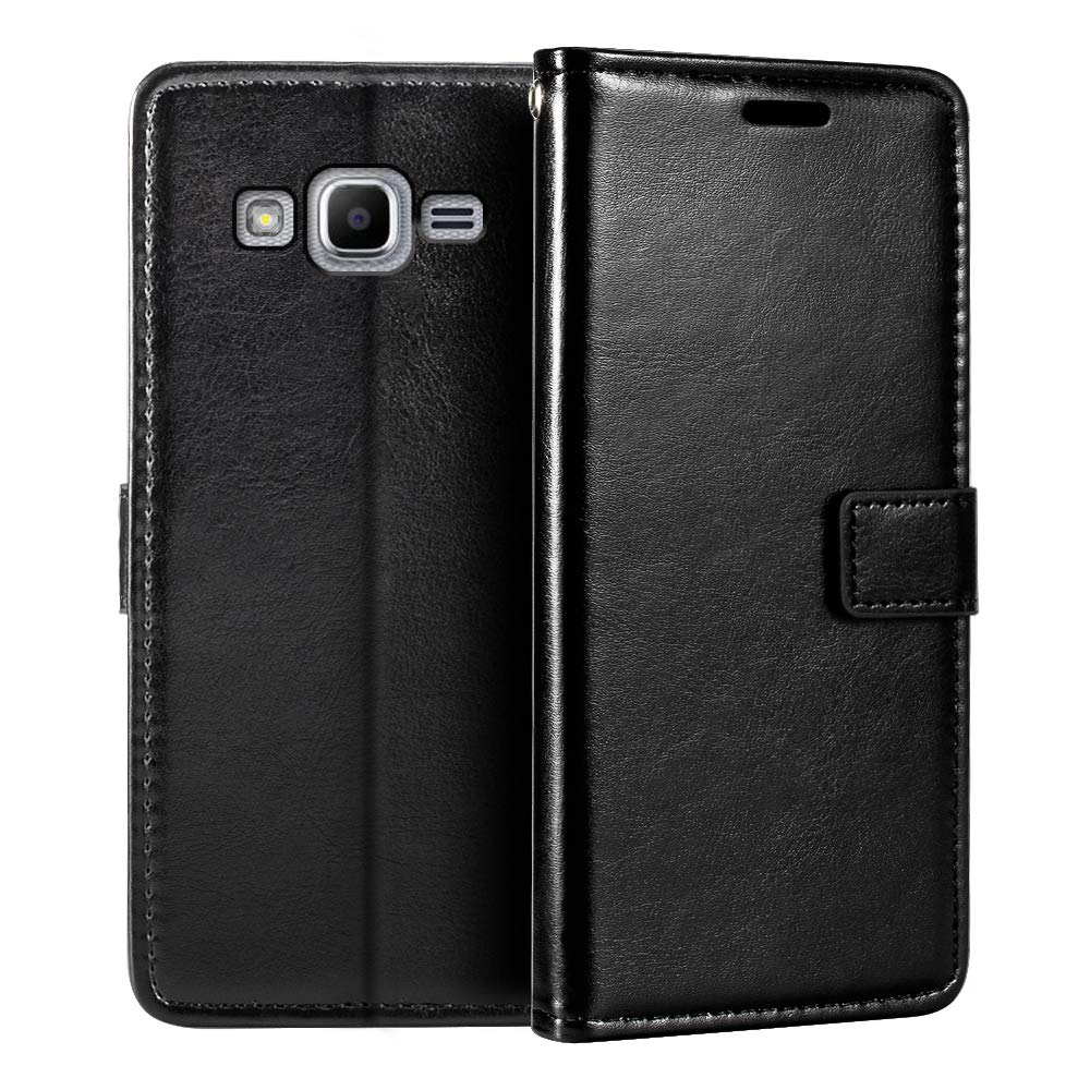 Premium PU Leather Magnetic Flip Wallet Case for Samsung Galaxy J2 (2015) J200F - Card Holder & Kickstand | Perfect for Work, Travel & Daily Protection
