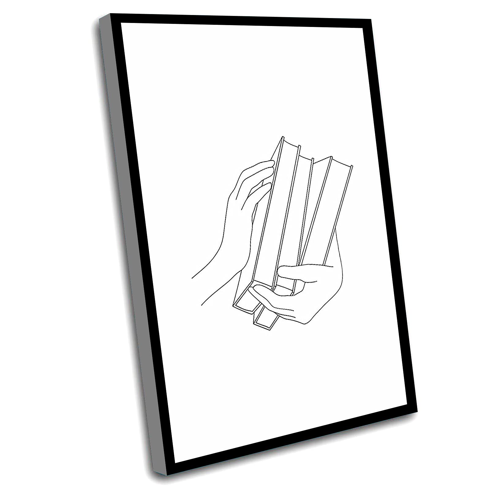 12x16 Inch Framed Wall Art - Minimalist Book Line Drawing Canvas Print for Bathroom & Living Room Decor | Reading-Themed Home Office & Library Wall Decor | Modern Bookshelf Art for Book Lovers
