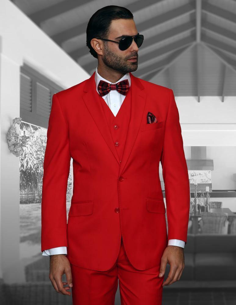 Men's 3-Piece Tailored Fit Wool Suit by Statement Red | Premium Business Attire for Weddings, Interviews & Formal Events