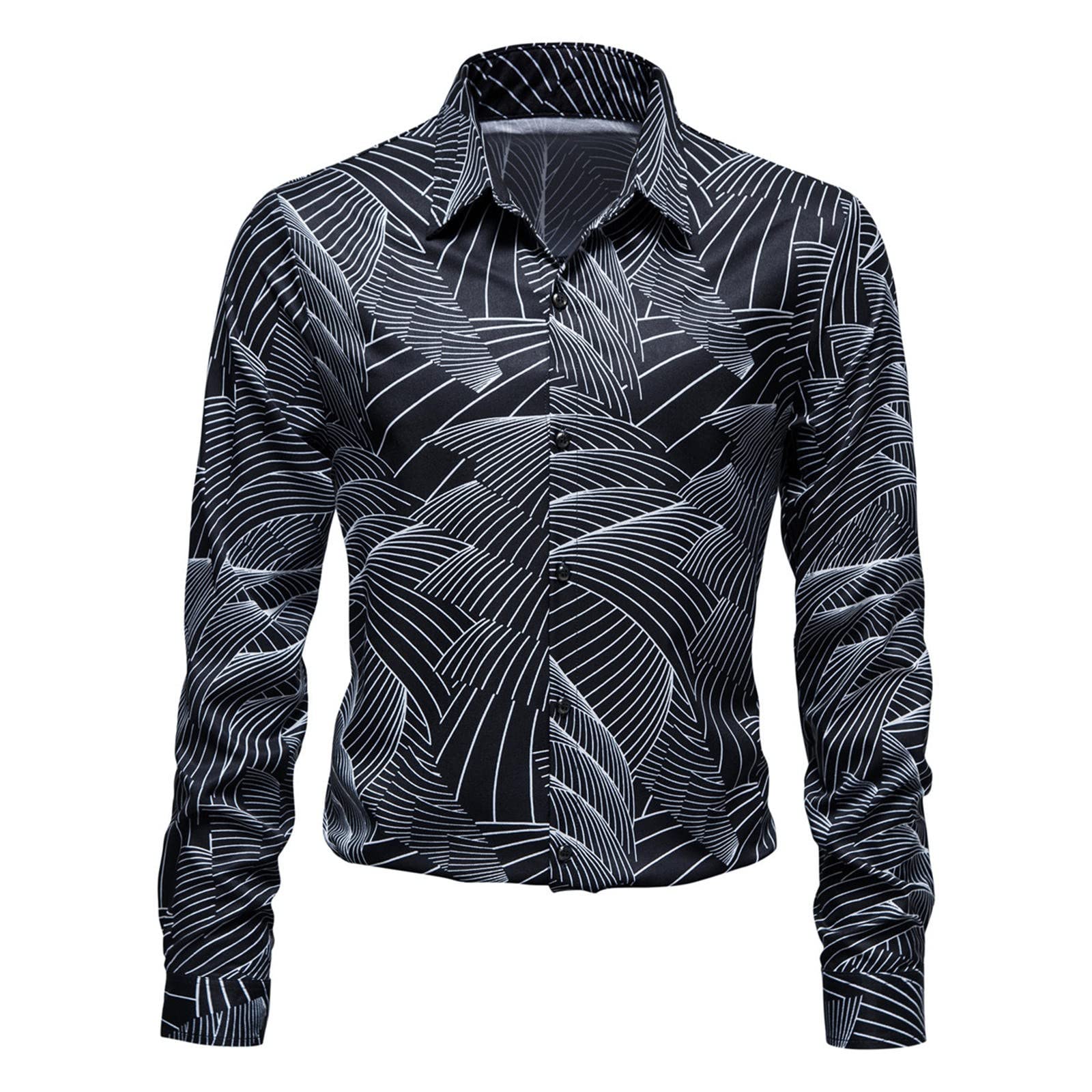 Maryia Men's Hawaiian Floral Print Luxury Dress Shirt - Long Sleeve Casual Business Button Down Shirt for Party, Vacation & Office Wear | Breathable Comfort for Tropical & Formal Occasions