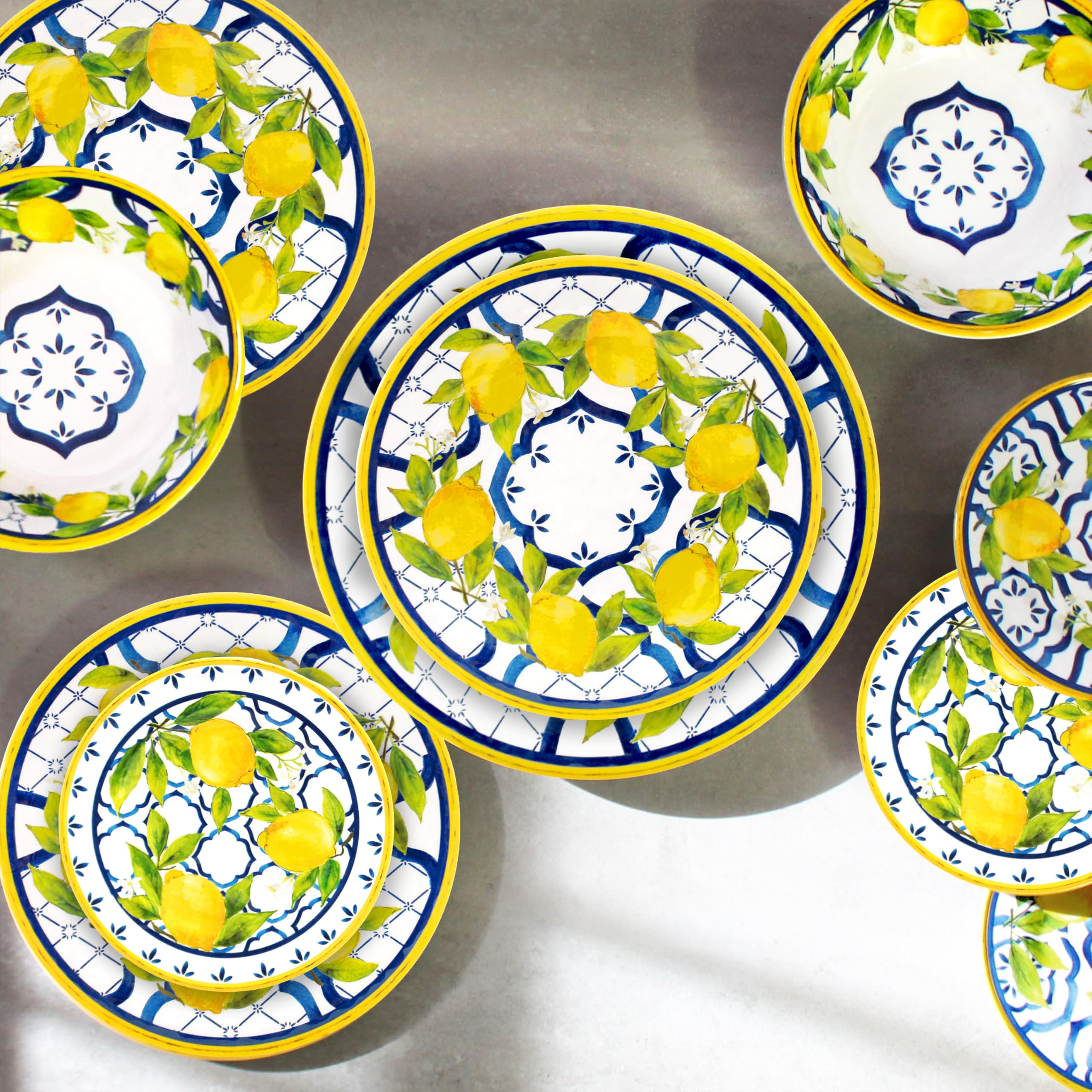 Le Cadeaux Appetizer Plates Set of 4 - 6.5 Inch Square Palermo Design Porcelain Small Plates - Perfect for Cocktail Parties, Desserts & Charcuterie Boards (097PAL)