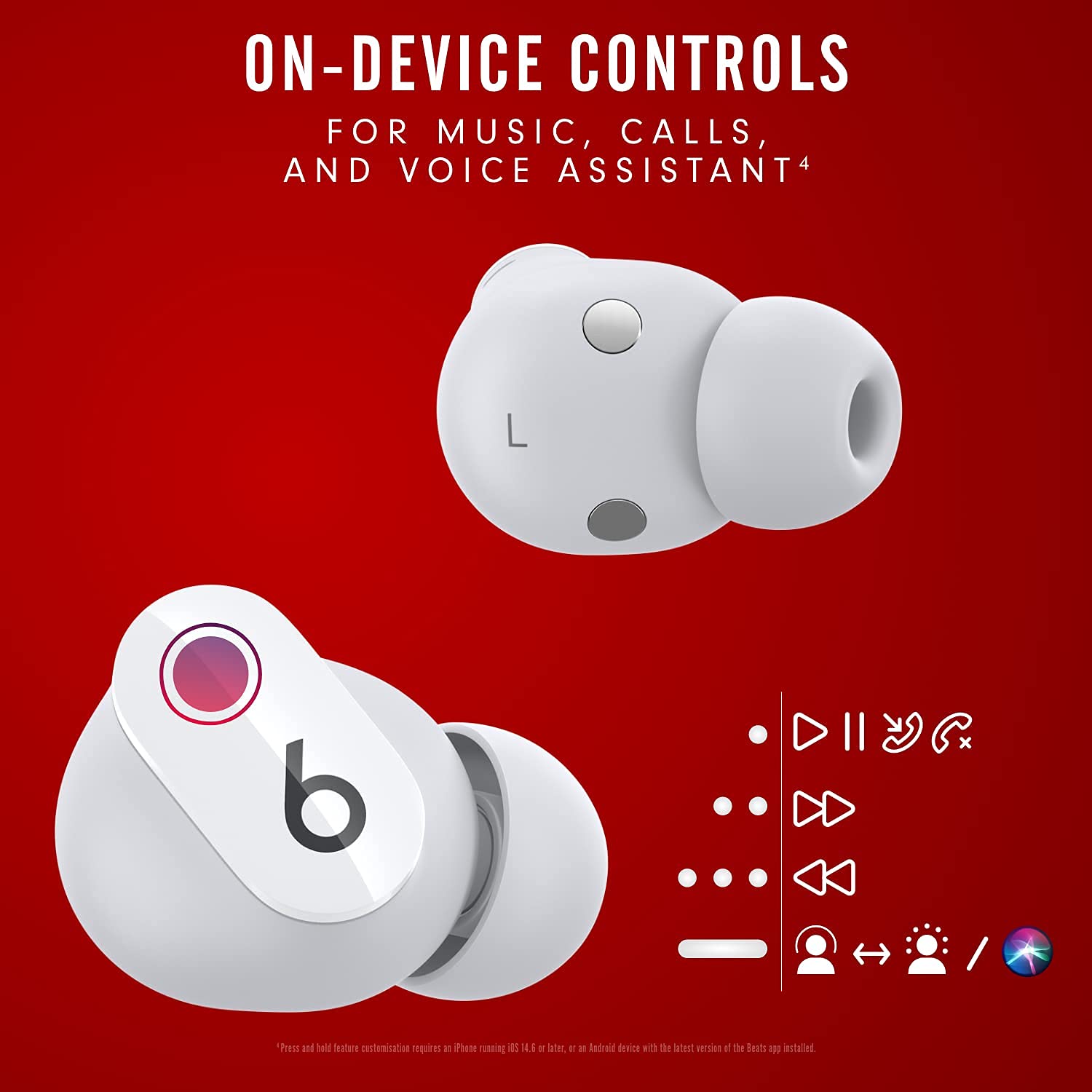 Beats Studio Buds - True Wireless Noise Cancelling Earbuds with Active Noise Cancellation - White (Renewed Premium) - Perfect for Workouts, Commuting & Travel