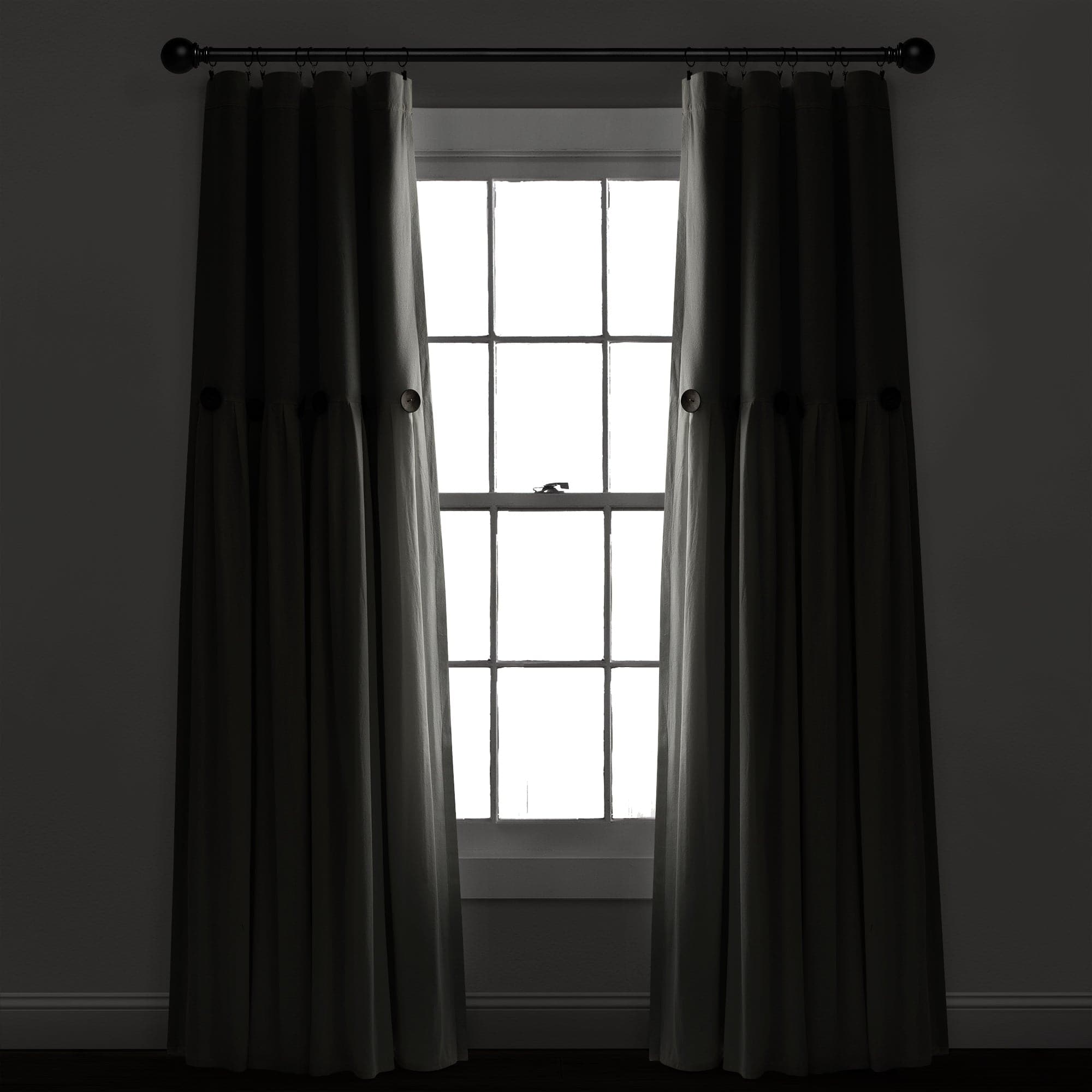 Blackout Linen Curtain Panels with Button Lining - 100% Light Blocking Window Drapes for Bedroom & Living Room Privacy & Sleep
