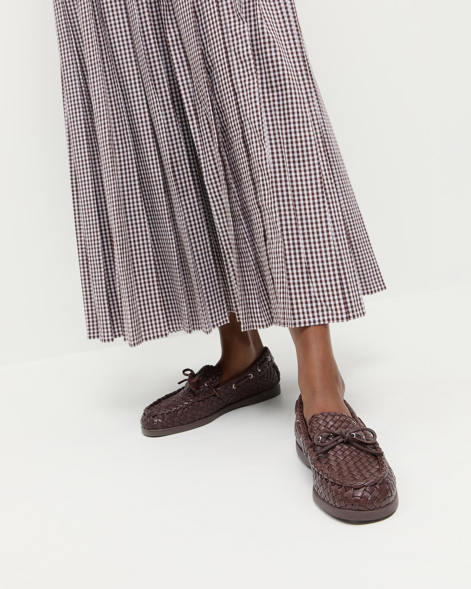 Minnie Women's Espresso Brown Woven Leather Moccasin Slip-On Shoes - Comfortable Casual Loafers for Walking, Office & Travel
