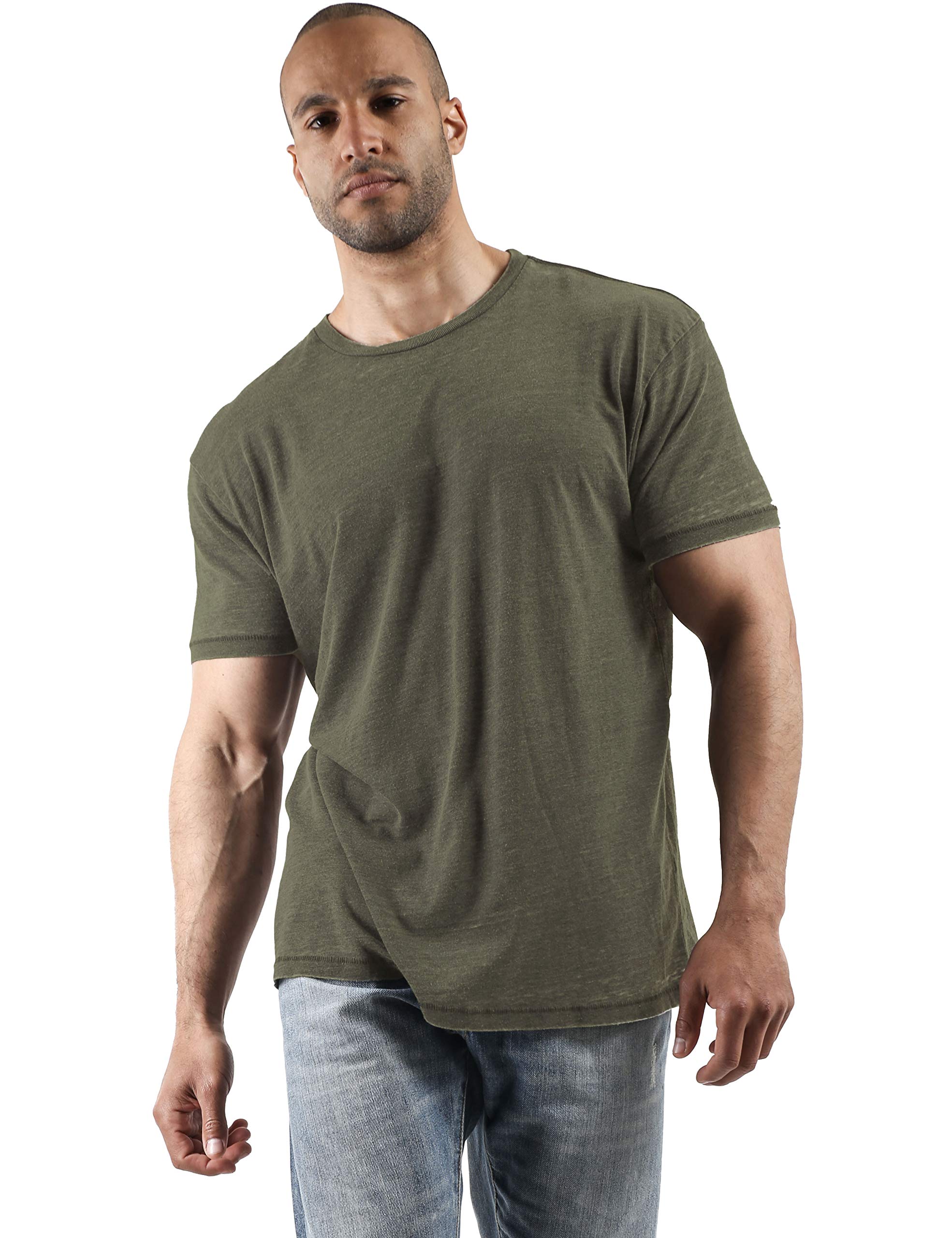 Ma Croix Men's Premium Burnout Short Sleeve T-Shirt - Soft Faded Vintage Crewneck Tee for Casual Wear & Summer Outfits